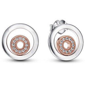 925 Silver Rose Double Circle Heart Hoop Earrings Wedding Jewelry