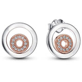 925 Silver Rose Double Circle Heart Hoop Earrings Wedding Jewelry