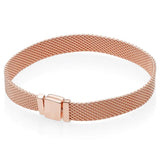 925 Sterling Silver Rose Reflexions Mesh Bracelet Bangle