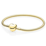 925 Sterling Silver Rose Heart Clasp Crystal Bracelet Bangle