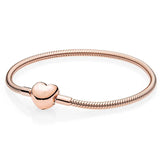 925 Silver Rose Heart Crystal Bracelet Bangle