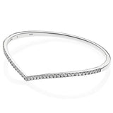 925 Sterling Silver Shimmering Wish Crystal Bracelet Bangle Charm DIY Jewelry