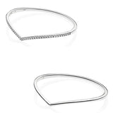 925 Sterling Silver Shimmering Wish Crystal Bracelet Bangle Charm DIY Jewelry