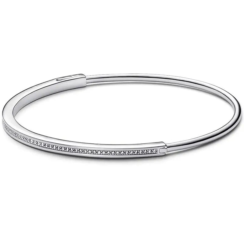 925 Silver Signature I-D Crystal Pave Bracelet Bangle