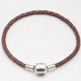 925 Sterling Silver Braided Leather Bracelet for Women