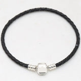 925 Sterling Silver Braided Leather Bracelet for Women