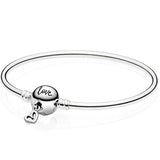925 Sterling Silver Snake Link Bracelet Freehand Heart Clasp