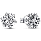 925 Silver Sparkling Snowflake Zirconia Stud Earrings