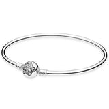 925 Silver Star Clasp Crystal Bangle Snake Chain Bracelet
