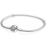 925 Silver Star Clasp Crystal Bangle Snake Chain Bracelet