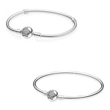 925 Silver Star Clasp Crystal Bangle Snake Chain Bracelet