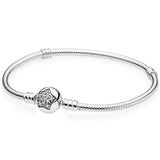 925 Silver Star Clasp Crystal Bangle Snake Chain Bracelet