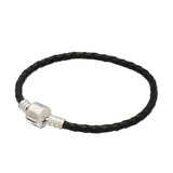 925 Sterling Silver Leather Ball Clasp Snake Bracelet Bangle