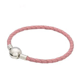 925 Sterling Silver Leather Ball Clasp Snake Bracelet Bangle