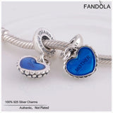 925 Silver Mother Daughter Charms Pendants Beads for Bracelet DIY