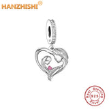 925 Sterling Silver Mother Daughter Heart Dangle Charm Beads