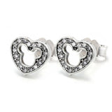 925 Silver Mouse Heart Stud Earrings for Women DIY Jewelry
