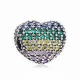 925 Silver Multi-Color Heart Clip Charm for Bracelet