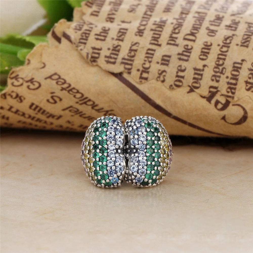 925 Silver Multi-Color Heart Clip Charm for Bracelet
