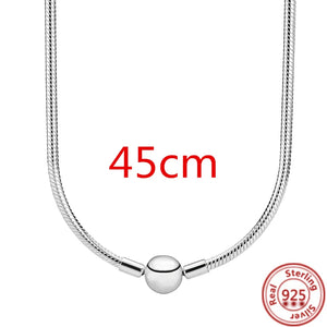 925 Sterling Silver Necklace Moments Snake Chain Necklace Fit Charms Beads