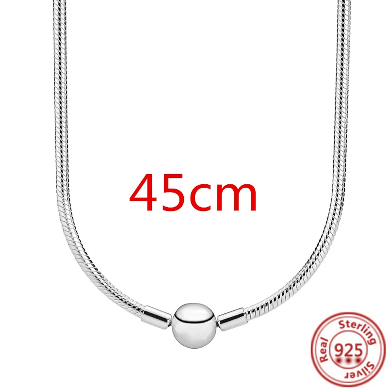 925 Sterling Silver Necklace Moments Snake Chain Necklace Fit Charms Beads
