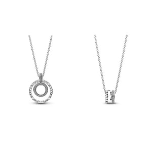 925 Sterling Silver Two-tone Circles Pan Necklace