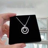 925 Sterling Silver Two-tone Circles Pan Necklace