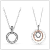 925 Silver Two-tone Circles Pan Necklace For Women