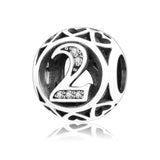 925 Sterling Silver Number Beads for Charm Bracelets DIY