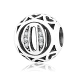 925 Sterling Silver Number Beads for Charm Bracelets DIY