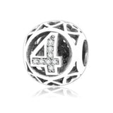925 Sterling Silver Number Beads for Charm Bracelets DIY