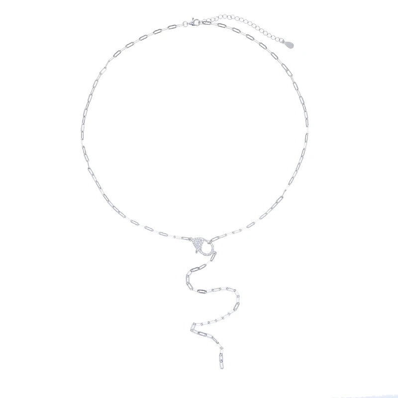 925 Silver Lariat Y Necklace Lobster Charm Chain