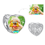 925 Silver Heart Charm Beads Engrave Name Jewelry