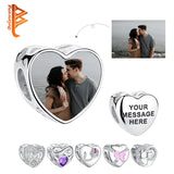 925 Silver Heart Charm Beads Engrave Name Jewelry