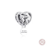 925 Silver Seahorse Heart Charm Beads for Bracelet DIY