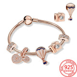 925 Sterling Silver Original Rose Rose Soft Pink Dream Sparkling Bracelet Set