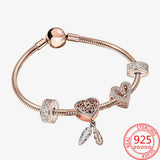 925 Sterling Silver Original Rose Rose Soft Pink Dream Sparkling Bracelet Set