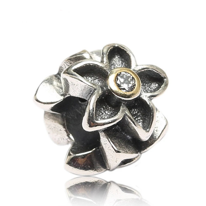 925 Silver Hawthorn Charm Bead Flower Bracelet Women Jewelry