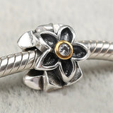 925 Silver Hawthorn Charm Bead Flower Bracelet Women Jewelry