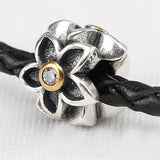 925 Silver Hawthorn Charm Bead Flower Bracelet Women Jewelry