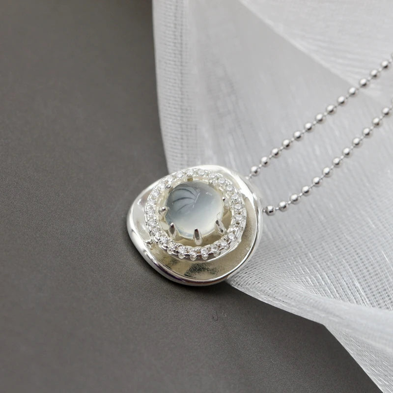 925 Silver Moonstone Pendant Lady Wedding Party Fine Jewelry
