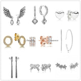 925 Silver Sparkle Hoop Earrings & Crystal Studs Set for Women