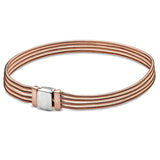 925 Silver Pan Bracelet Reflexions Rose Snake Chain Women Charm Jewelry