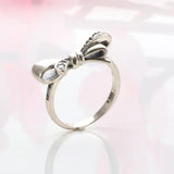 925 Silver Pan Ring Brilliant Bow Crystal Women's Wedding Party Gift