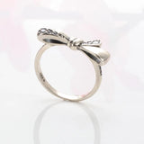 925 Silver Pan Ring Brilliant Bow Crystal Women's Wedding Party Gift