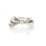 925 Silver Pan Ring Brilliant Bow Crystal Women's Wedding Party Gift