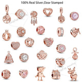 925 Silver Rose Christmas Tree Sparkling Beads