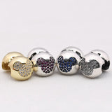 925 Silver Pave Clip Charm Beads Fit Bracelet Pendant