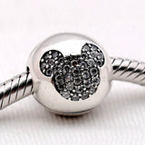 925 Silver Pave Clip Charm Beads Fit Bracelet Pendant