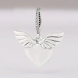 925 Silver Heart & Angel Wings Pendant Necklace for Women